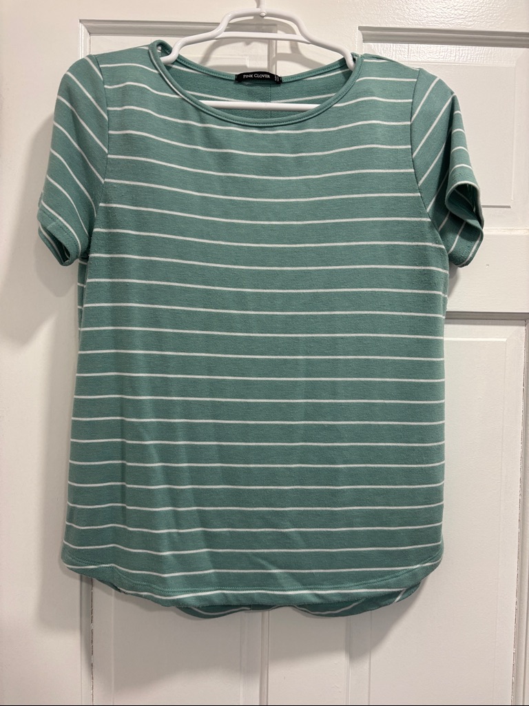 Pink Clover Seafoam Green Striped Short Sleeve Tee